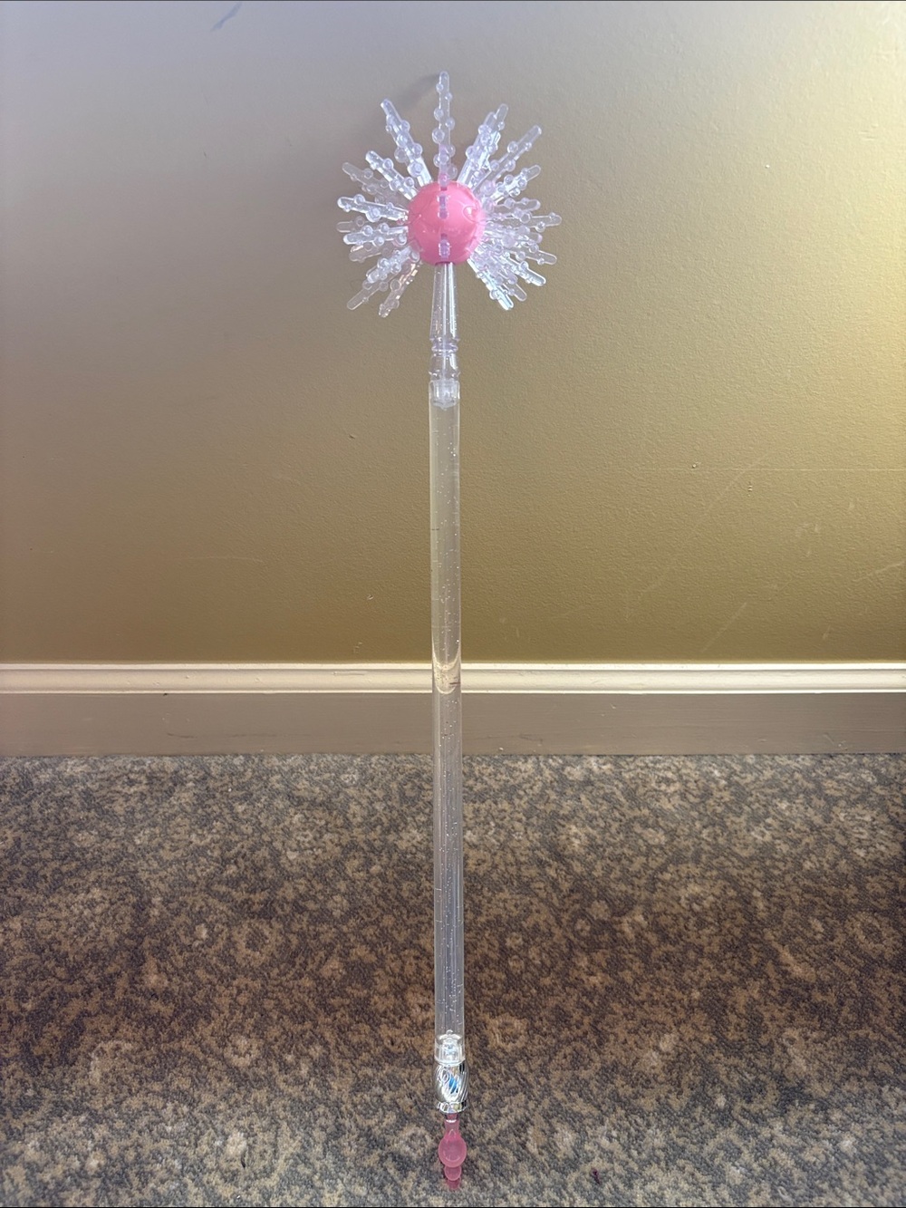 Wicked Glinda Wand -Clear Sparkle Party Wand with Pink Starburst Top - Unbranded